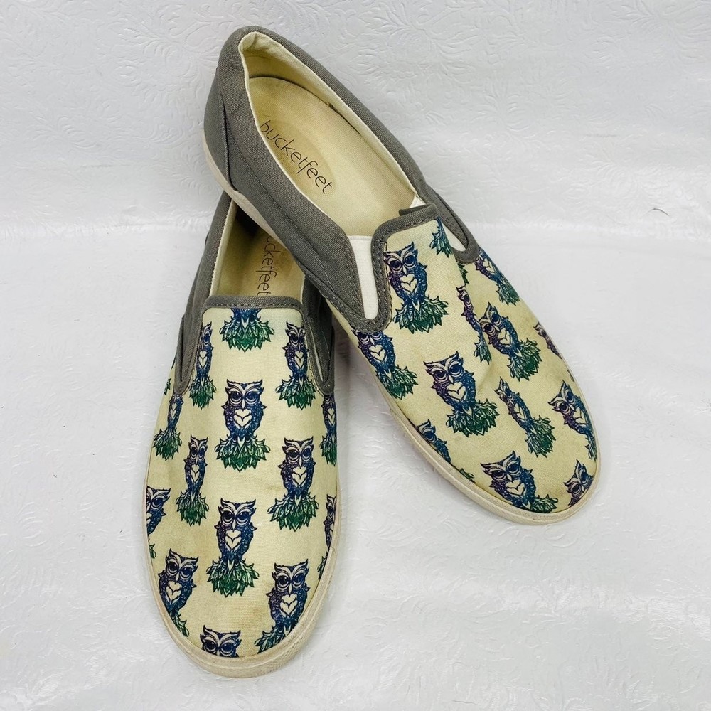 Bucket Feet Slip On Shoe w Owls Womens 10